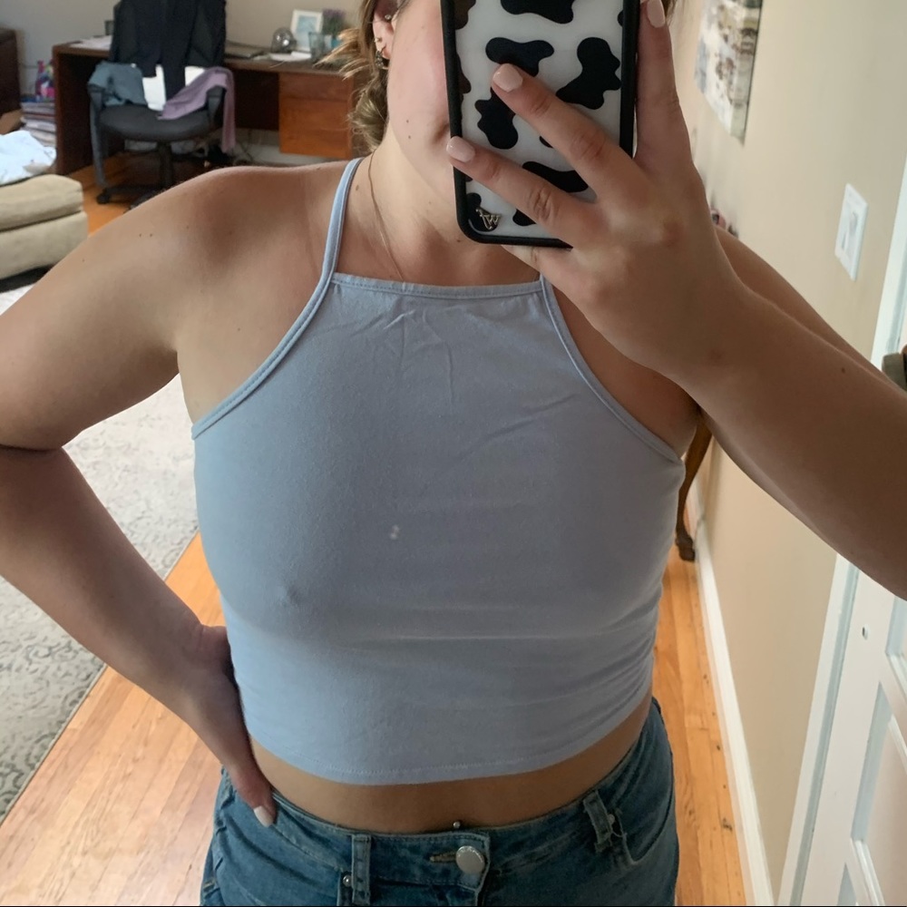 Periwinkle high neck crop top